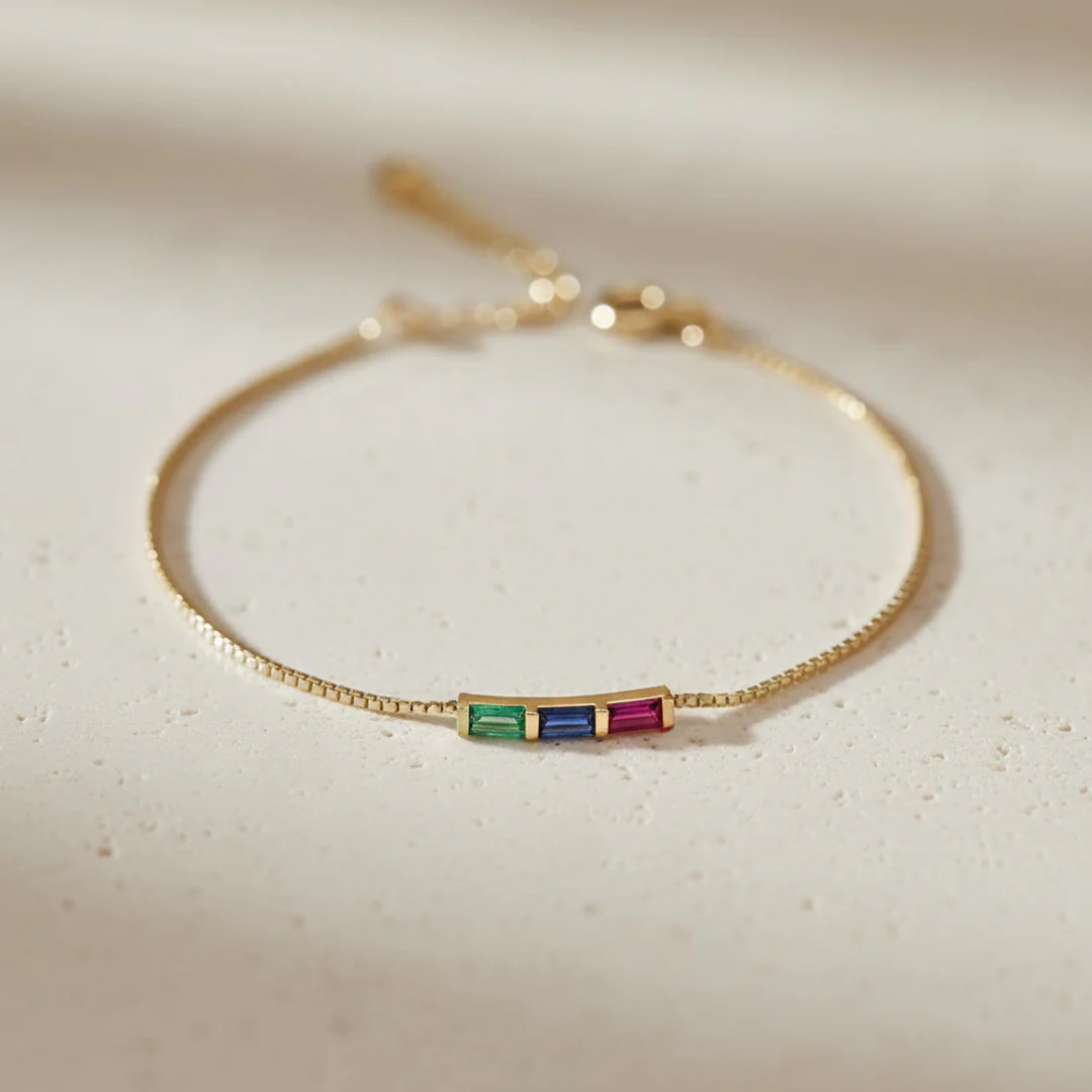 Dainty Baguette Birthstone Bracelet - Image 19