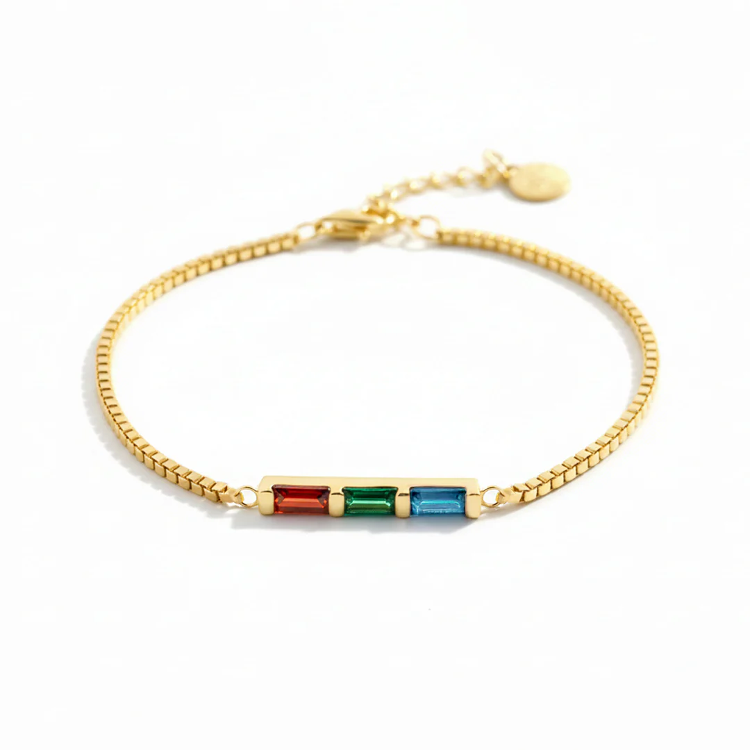 Dainty Baguette Birthstone Bracelet - Image 26