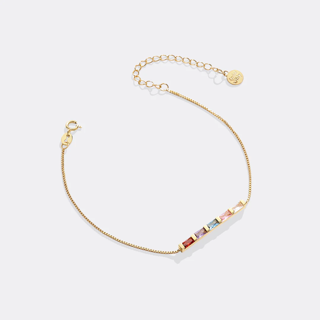Dainty Baguette Birthstone Bracelet - Image 9