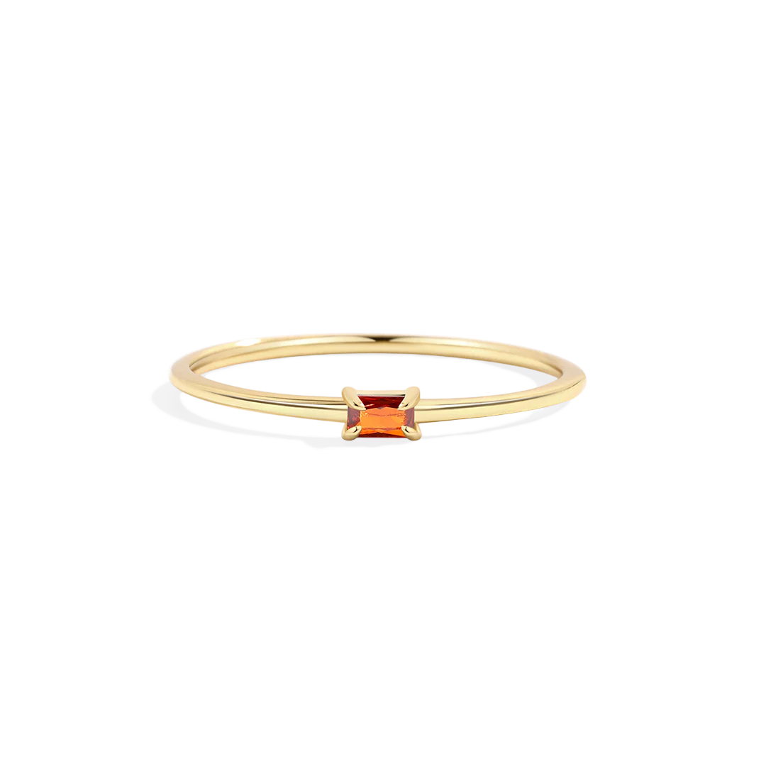 Dainty Baguette Birthstone Stacking Ring