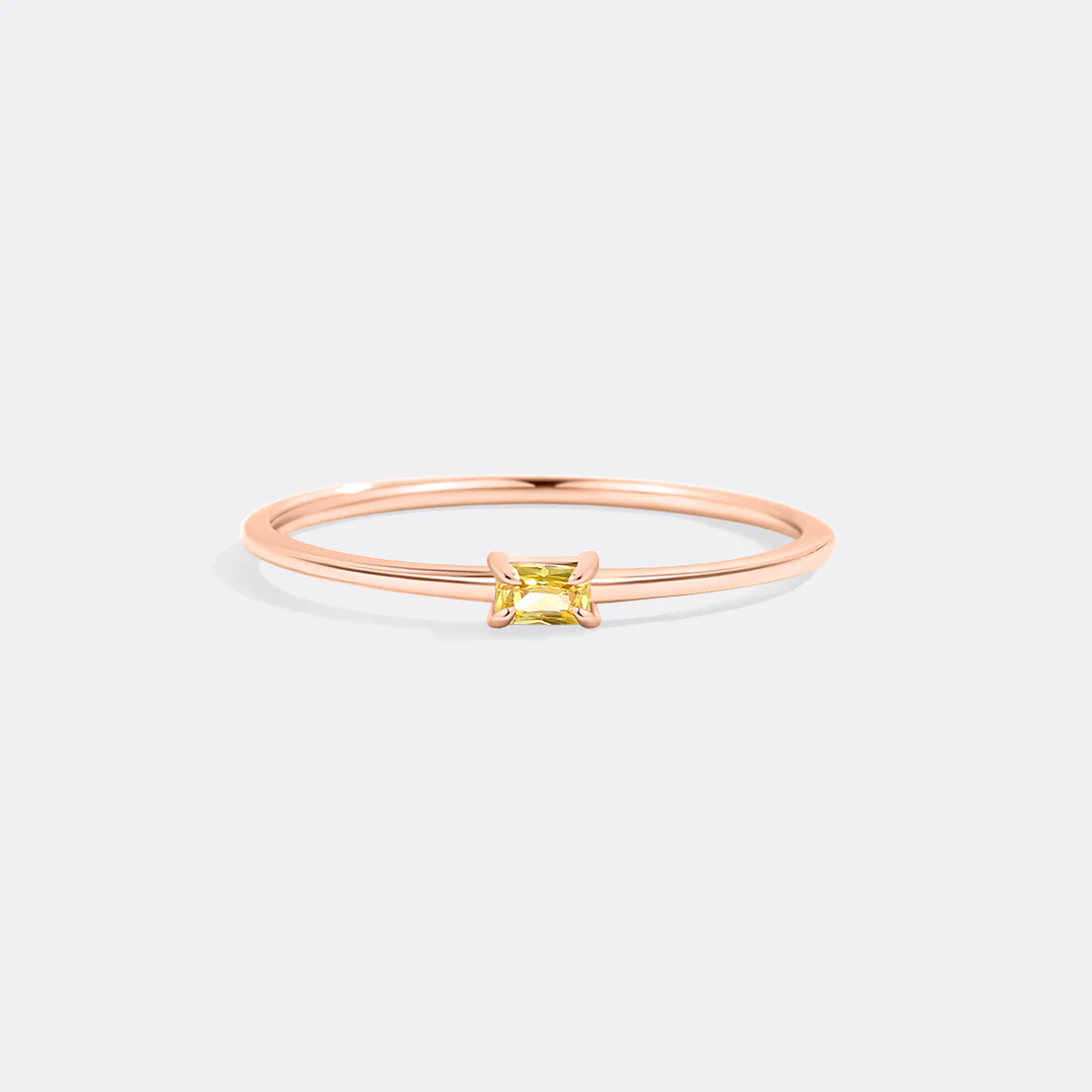 Dainty Baguette Birthstone Stacking Ring - Image 16