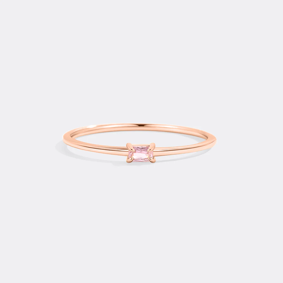 Dainty Baguette Birthstone Stacking Ring - Image 19