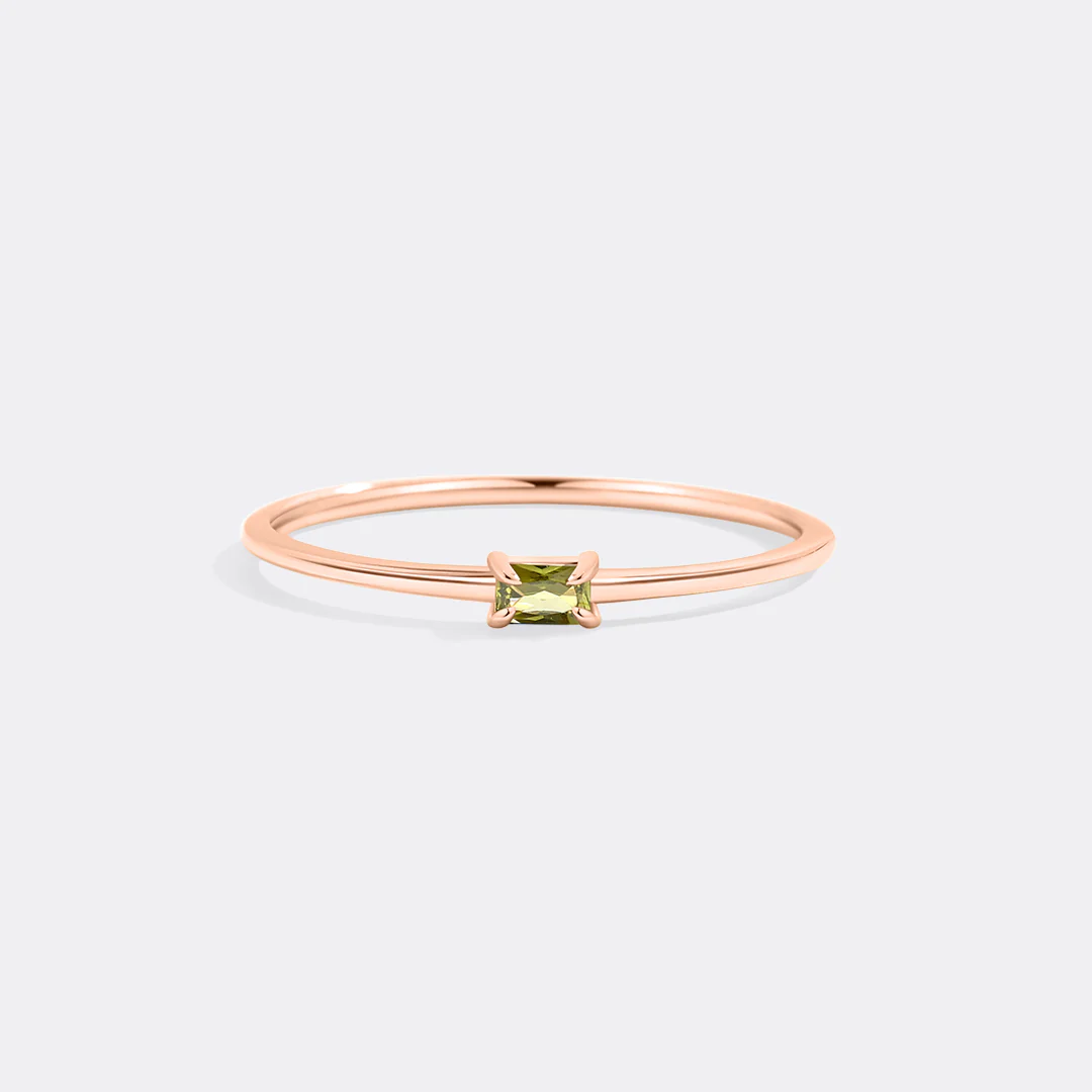 Dainty Baguette Birthstone Stacking Ring - Image 25