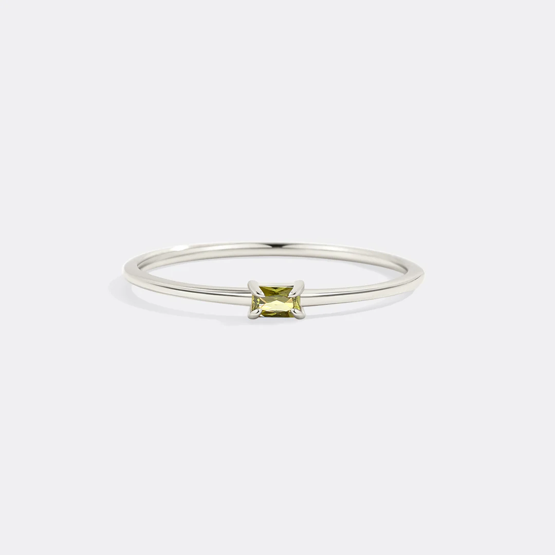 Dainty Baguette Birthstone Stacking Ring - Image 26