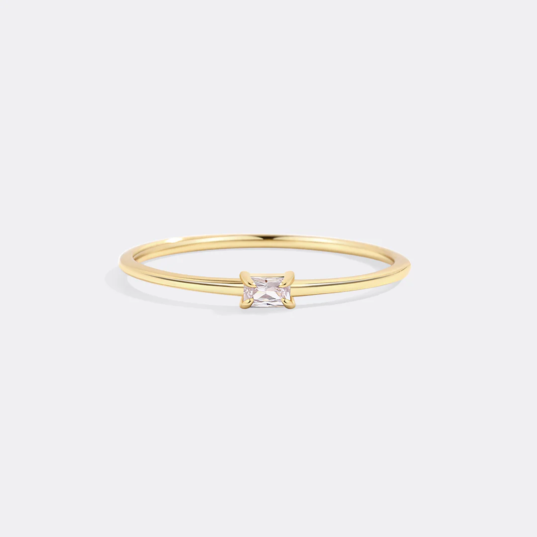 Dainty Baguette Birthstone Stacking Ring - Image 30