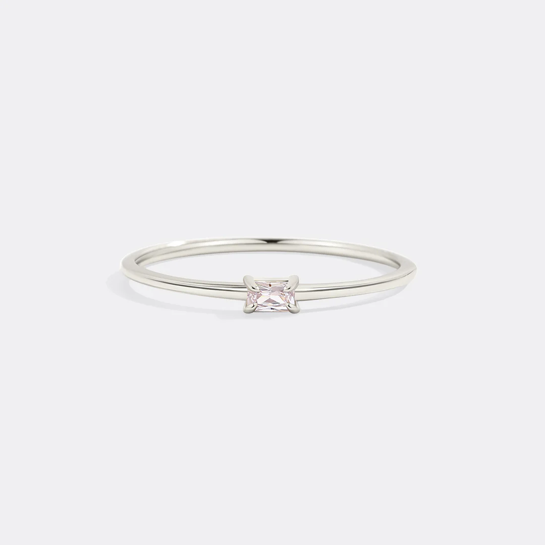 Dainty Baguette Birthstone Stacking Ring - Image 32