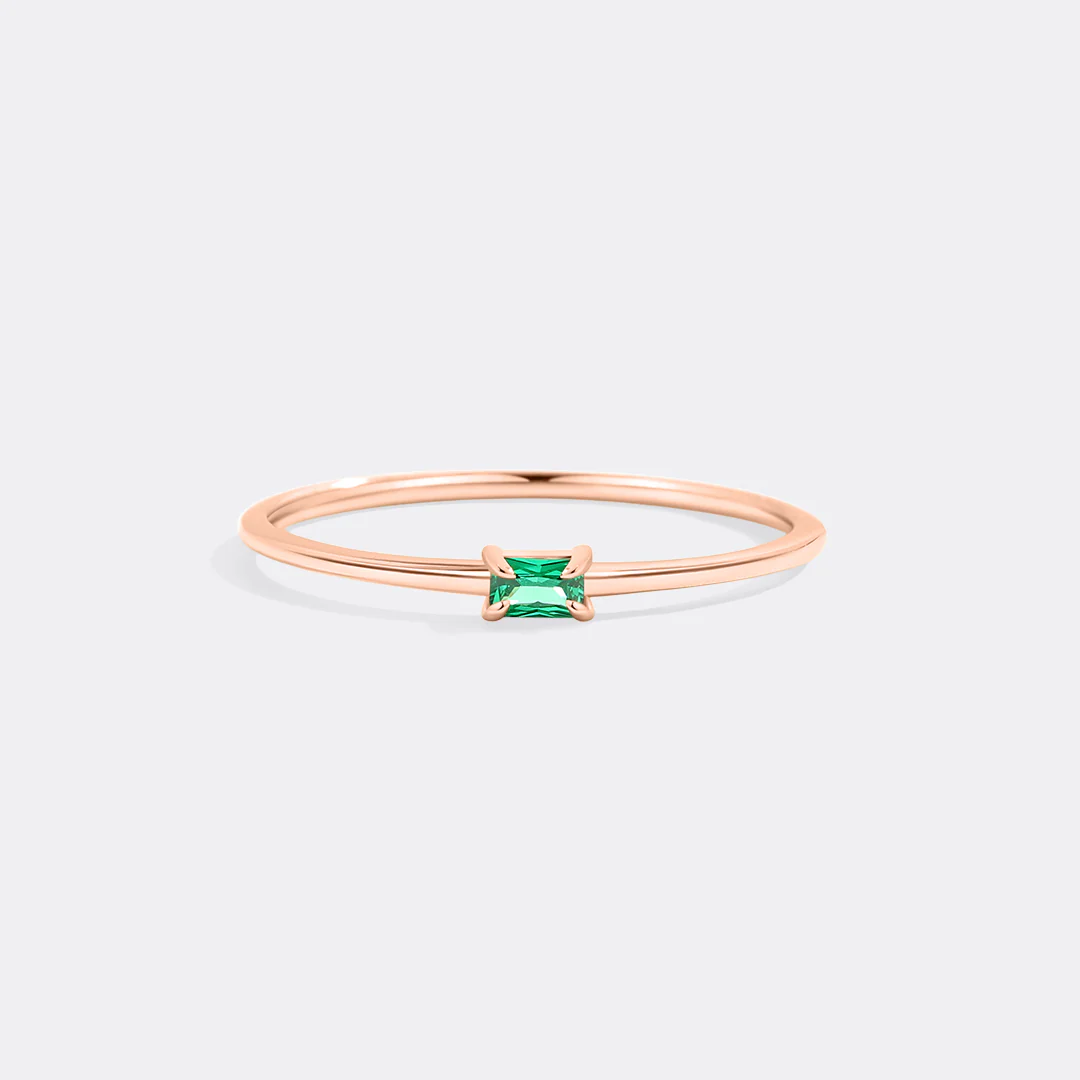 Dainty Baguette Birthstone Stacking Ring - Image 34