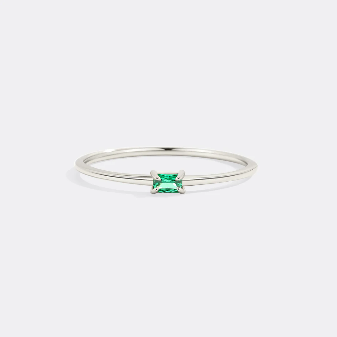 Dainty Baguette Birthstone Stacking Ring - Image 35