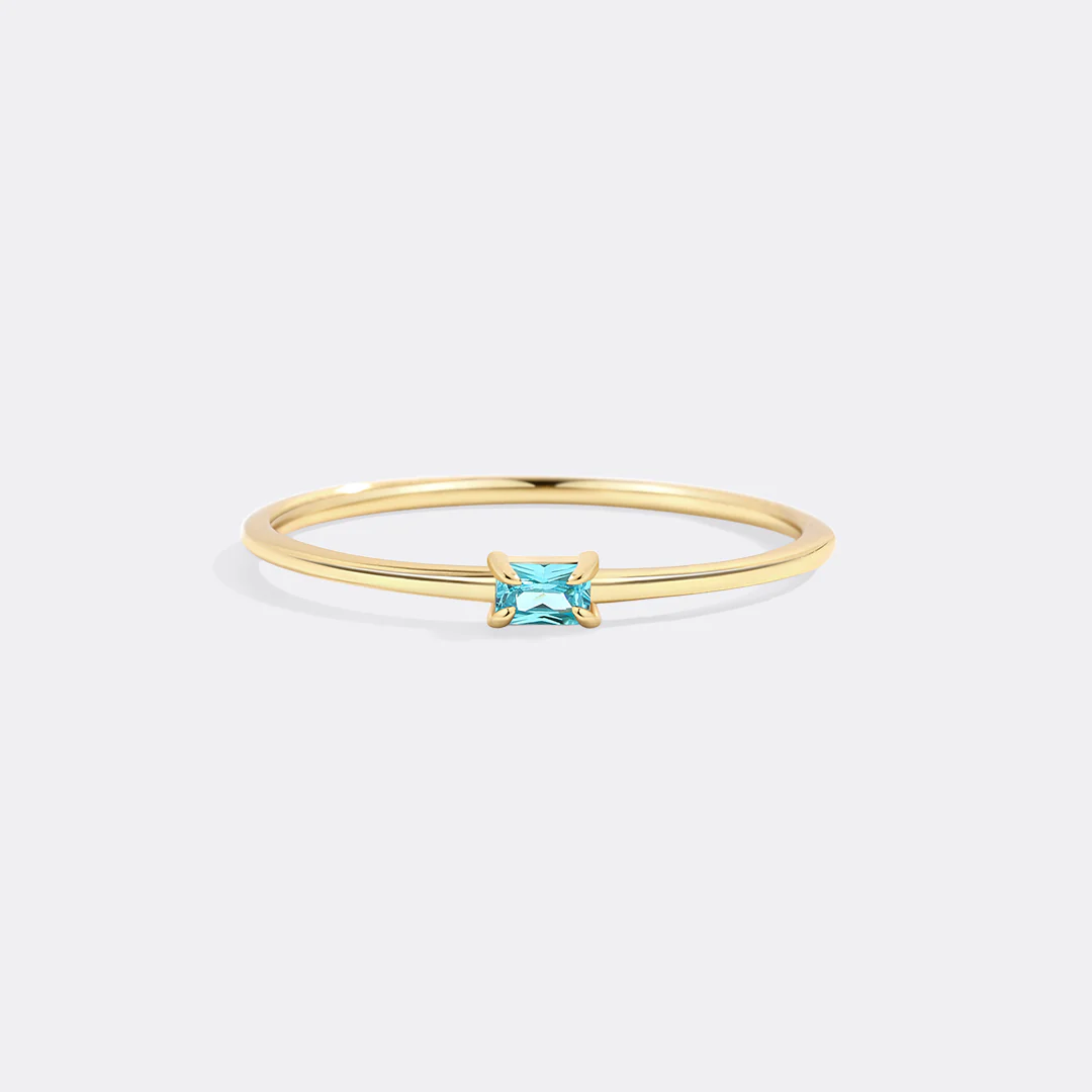 Dainty Baguette Birthstone Stacking Ring - Image 39