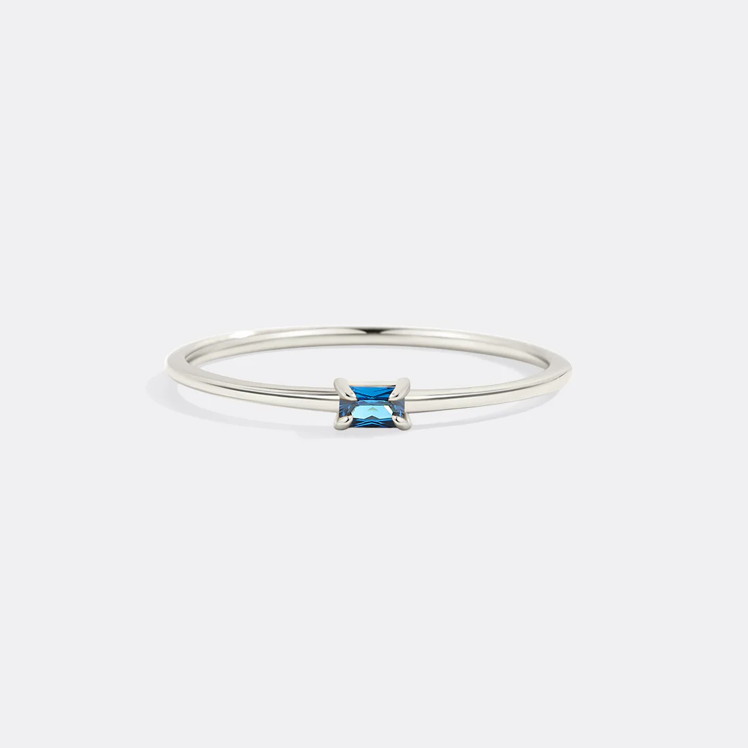Dainty Baguette Birthstone Stacking Ring - Image 4