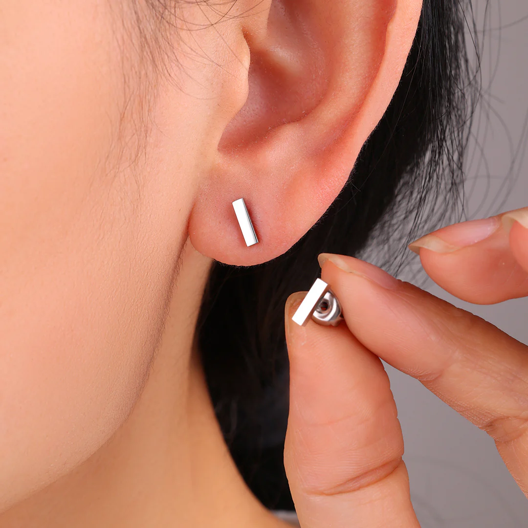 Dainty Bar Stud Earrings - Image 5