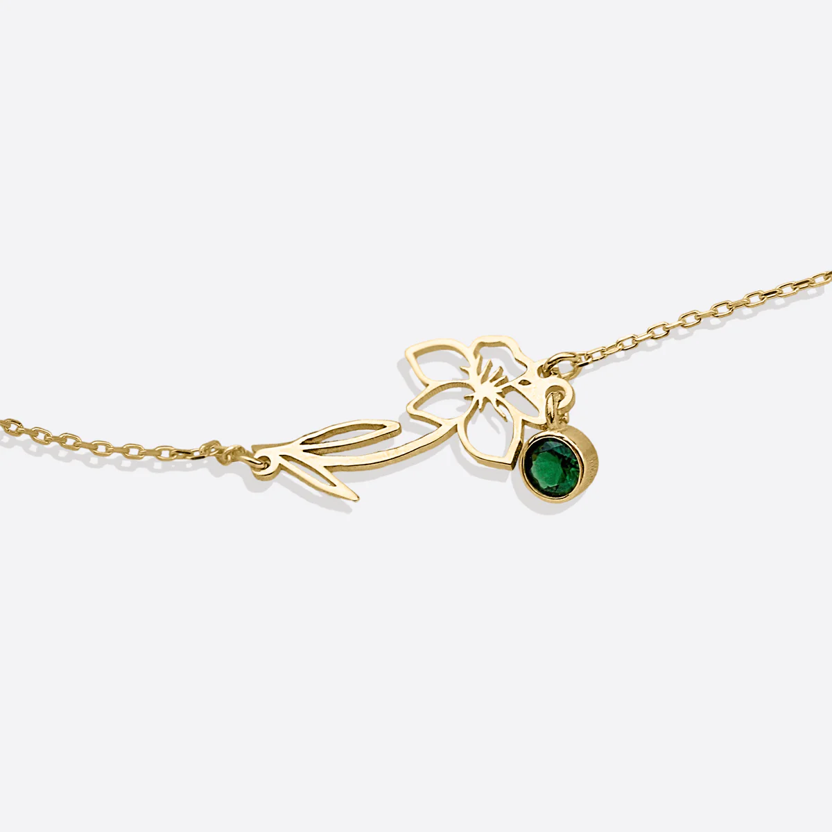 Dainty Birth Flower Bracelet with Birthstone Charm - Image 7