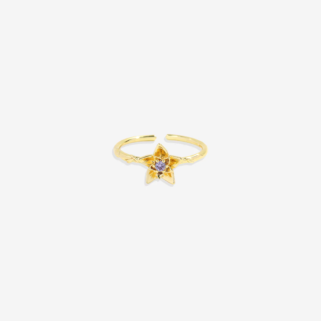 Dainty Gold Birth Flower Ring - Image 11