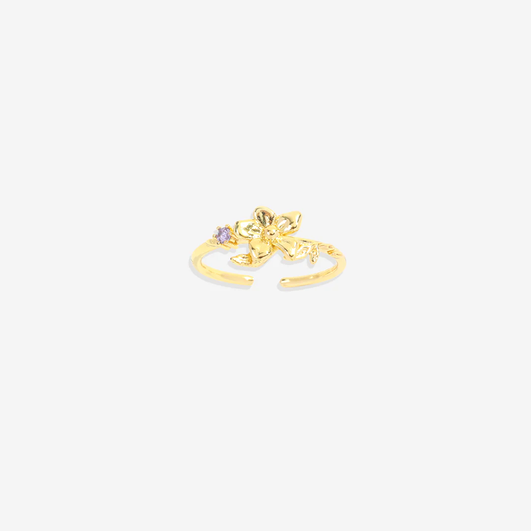 Dainty Gold Birth Flower Ring - Image 19