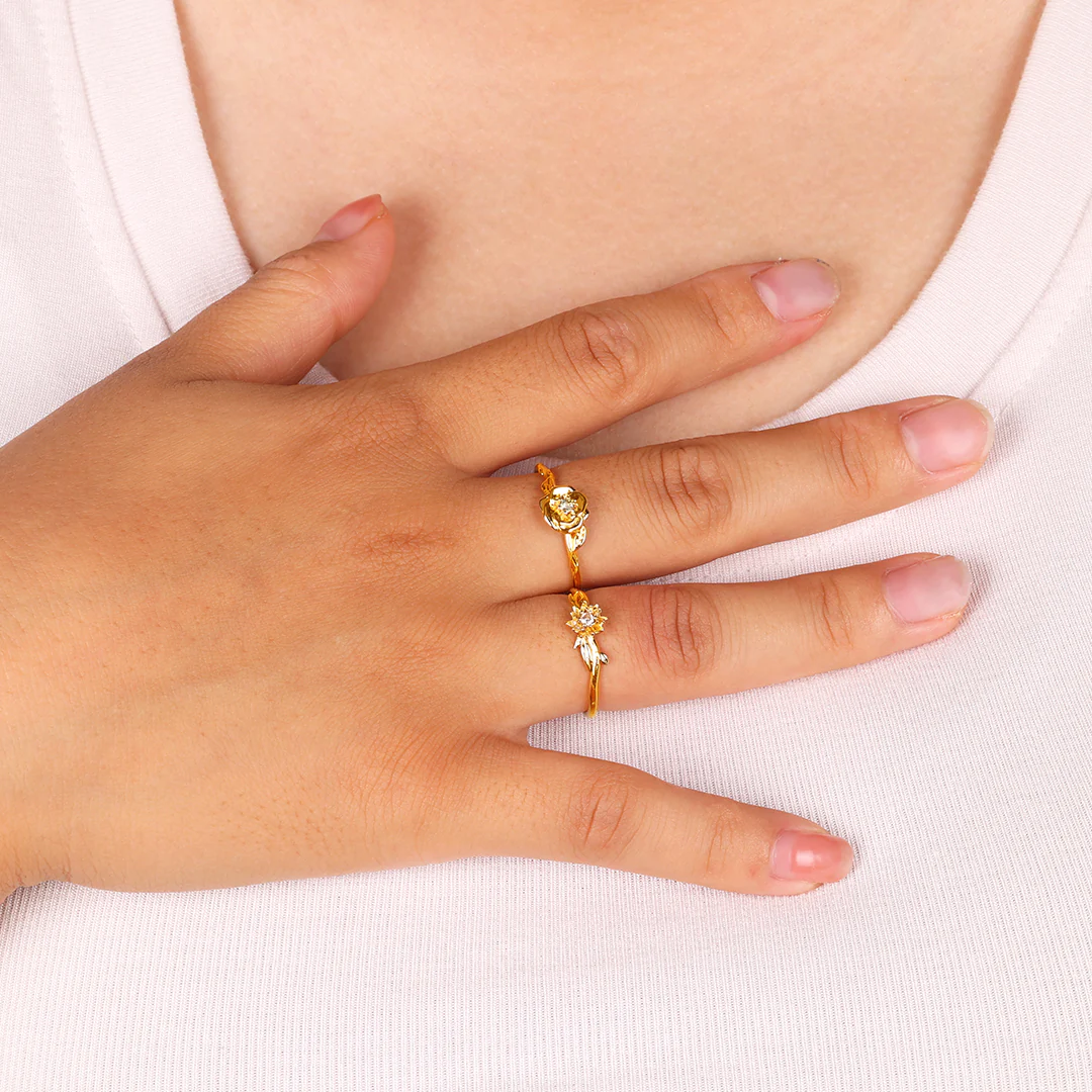 Dainty Gold Birth Flower Ring - Image 26