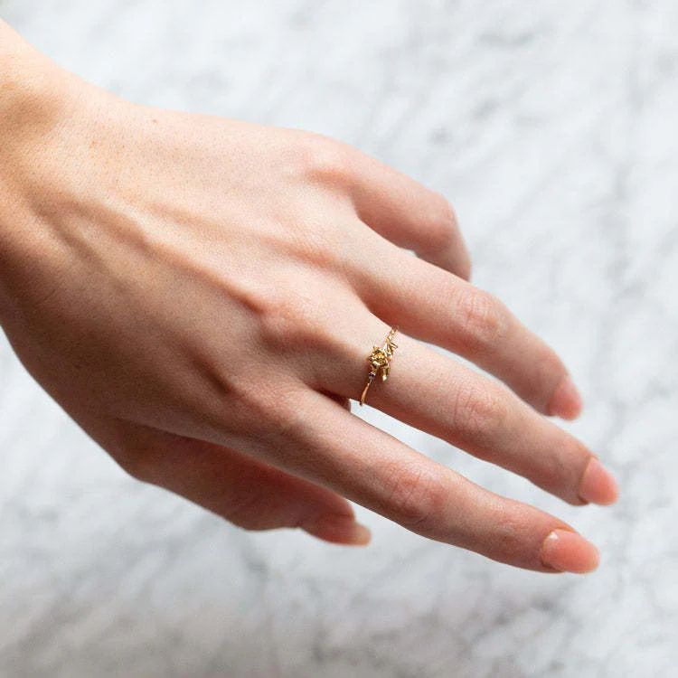 Dainty Gold Birth Flower Ring - Image 3