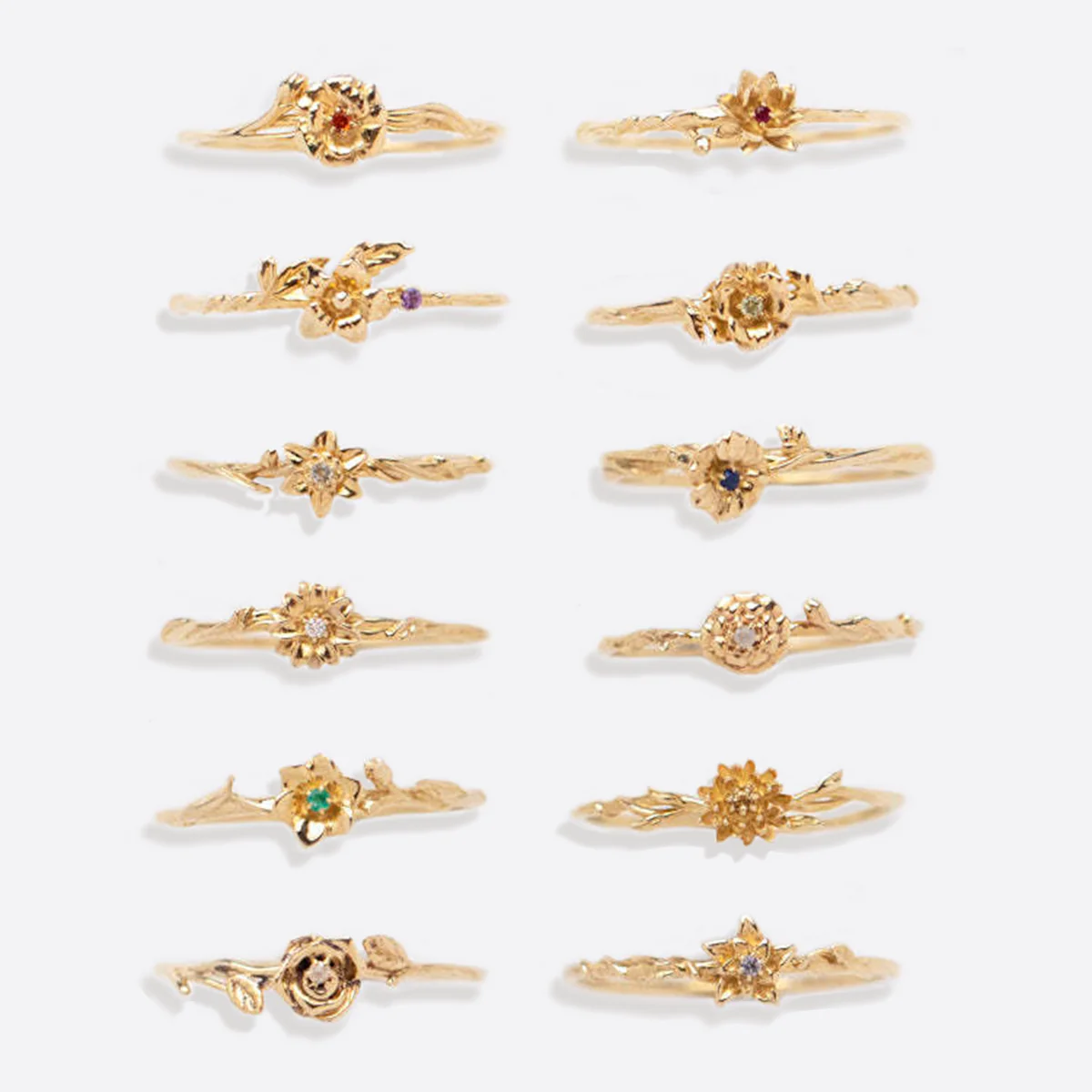 Dainty Gold Birth Flower Ring - Image 7