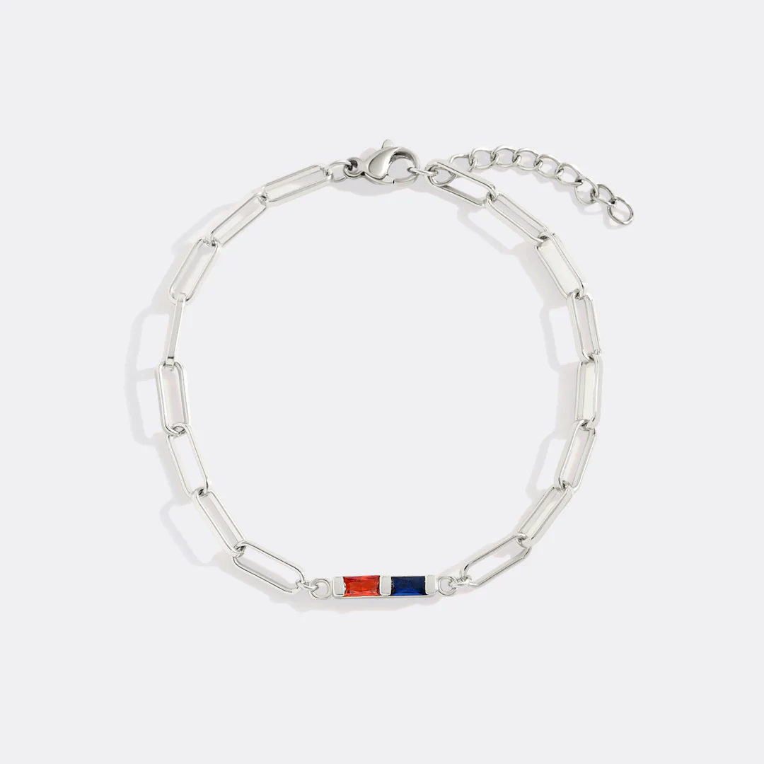 Dainty Birthstone Baguette Paperclip Bracelet - Image 4