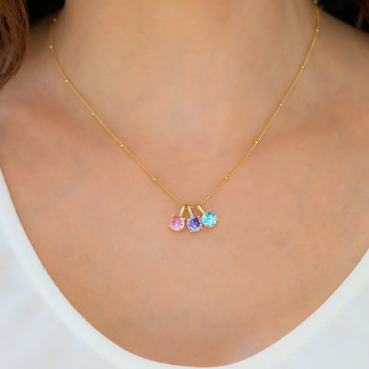 Dainty Birthstone Pendant Necklace - Image 3
