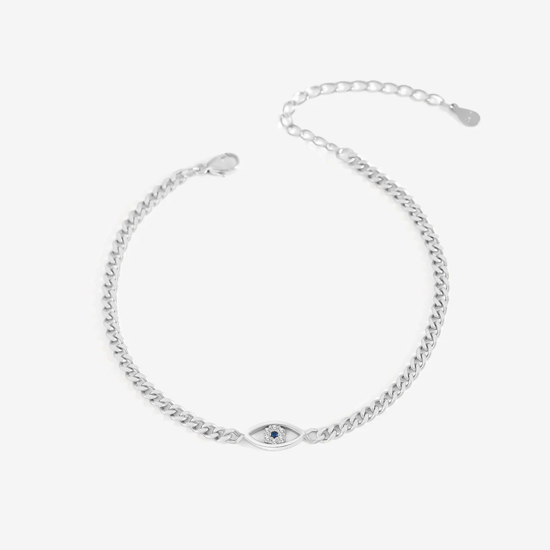 Dainty Cuban Link Chain Evil Eye Bracelet - Image 25