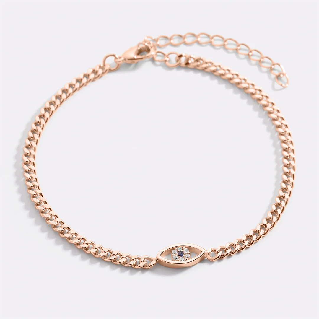 Dainty Cuban Link Chain Evil Eye Bracelet - Image 27