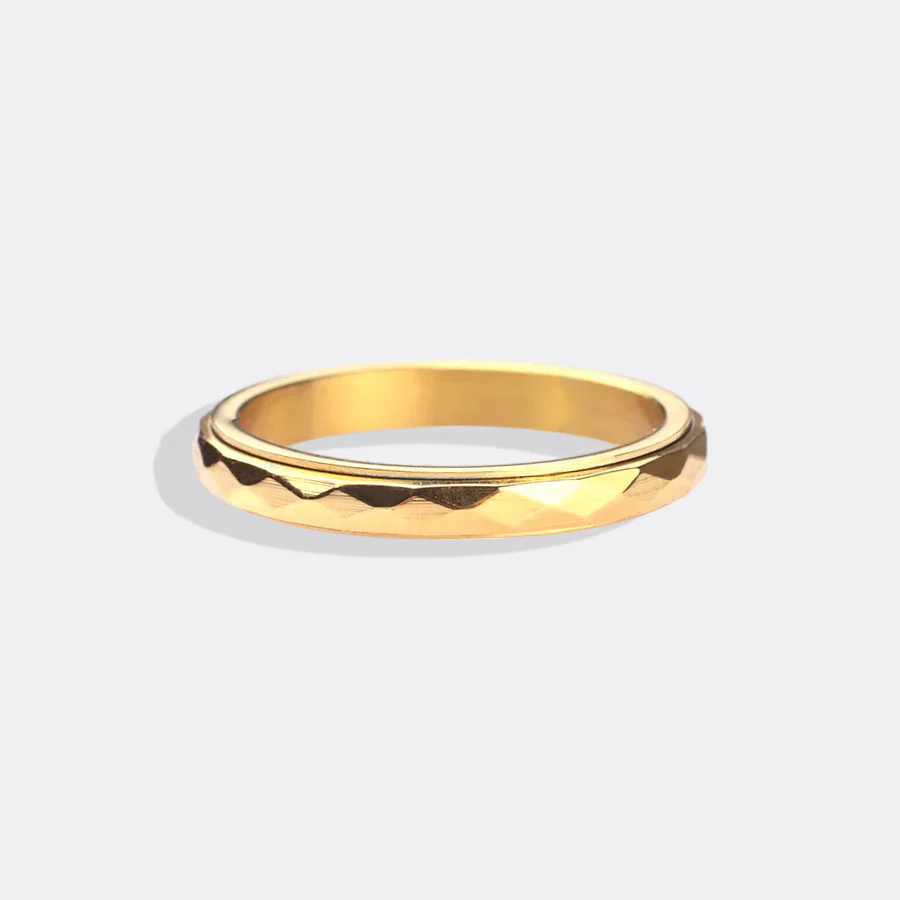 Dainty Hammered Band Spinning Fidget Ring - Image 4