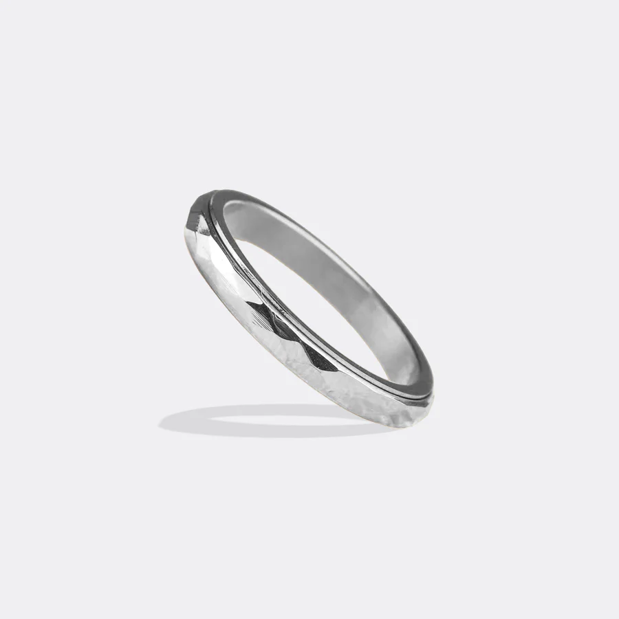 Dainty Hammered Band Spinning Fidget Ring - Image 41