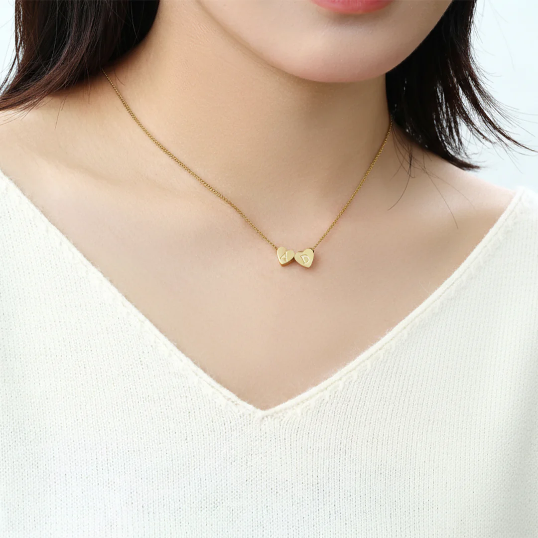 Dainty Heart Stacking Initial Necklace - Image 4