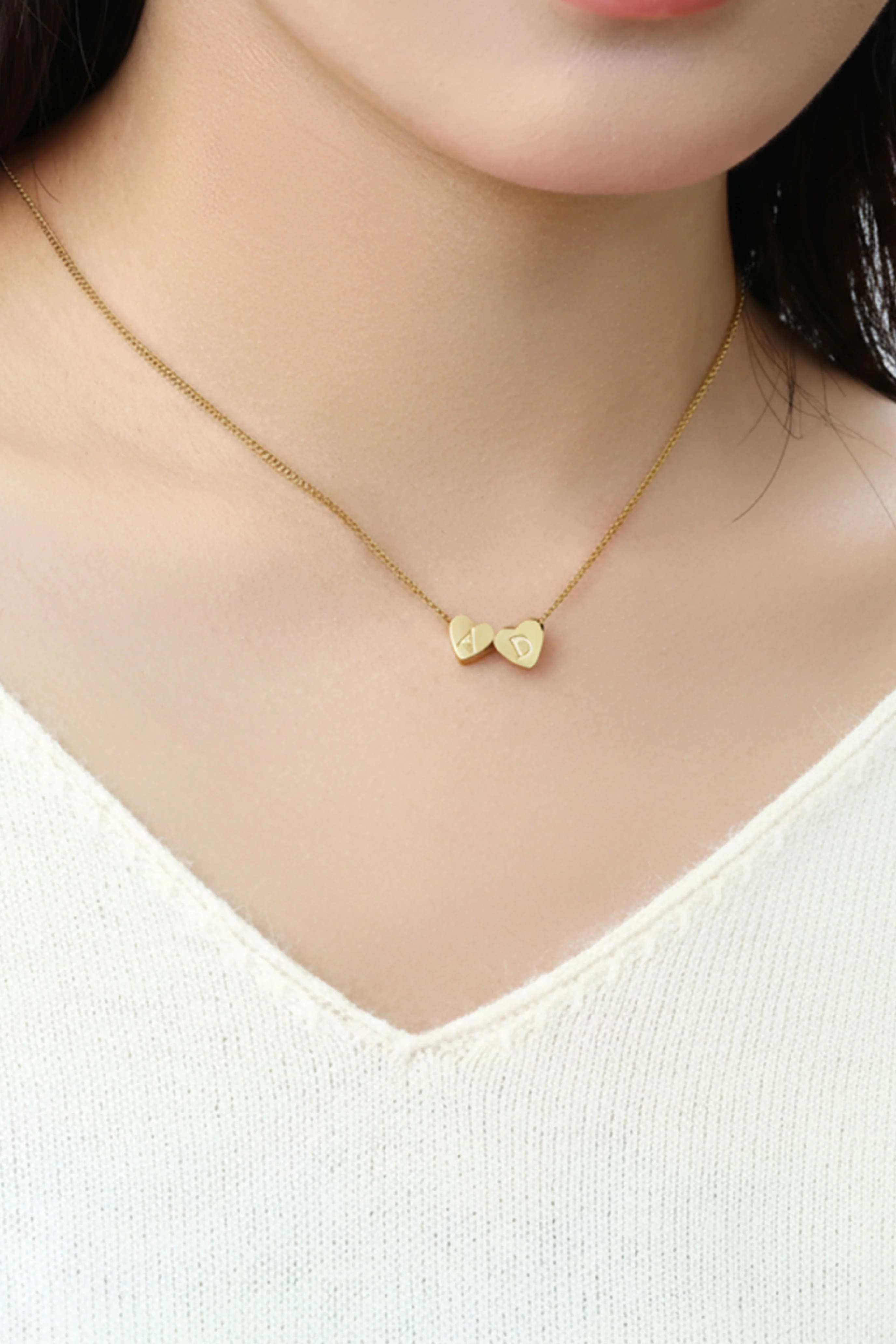 Dainty Heart Stacking Initial Necklace - Image 7