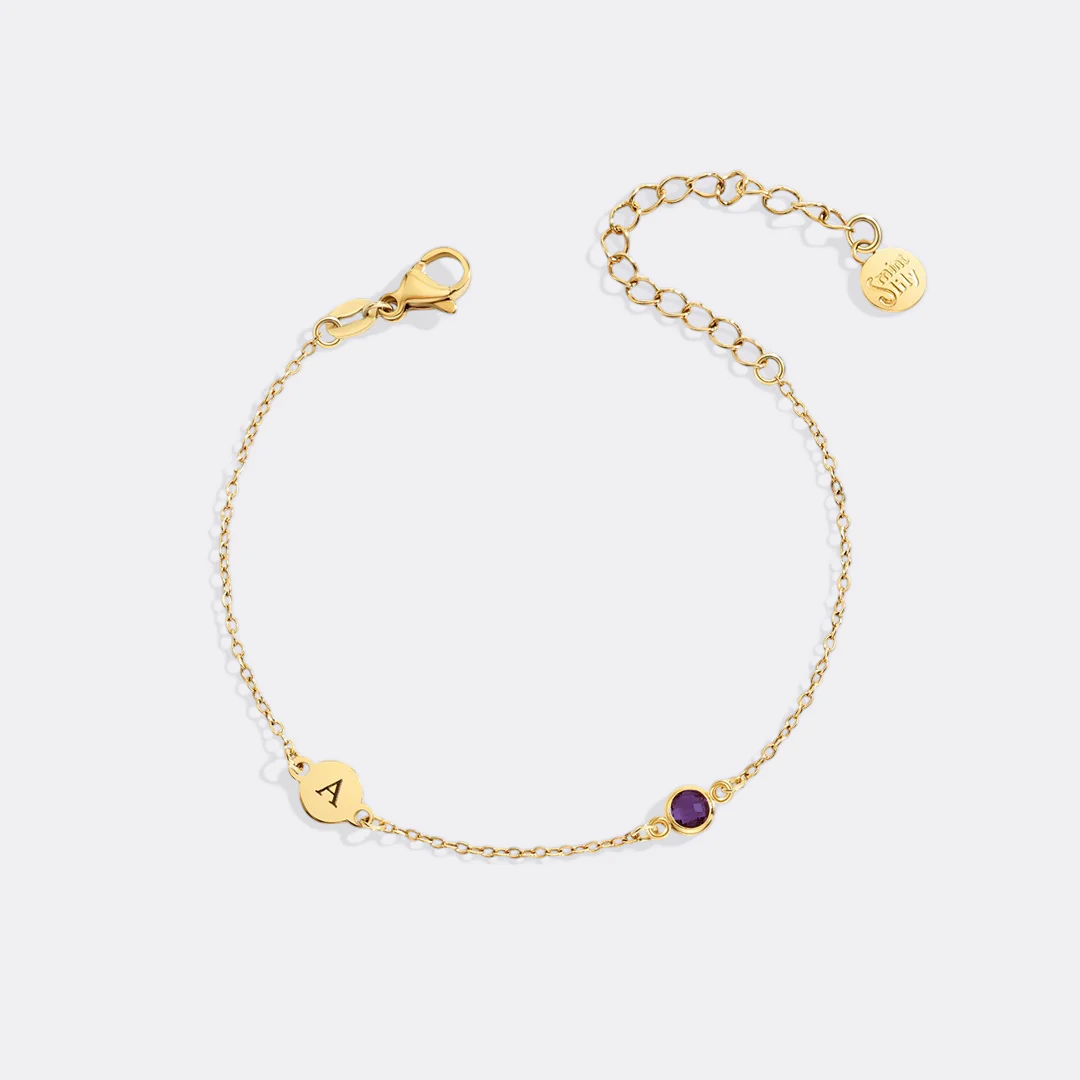 Dainty Initial and Birthstone Bracelet - Image 5