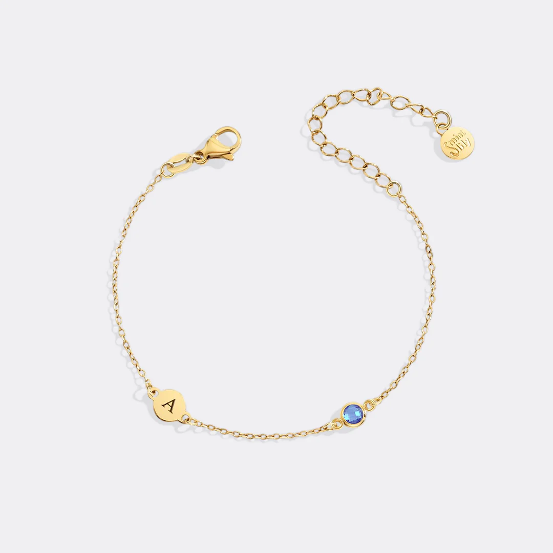 Dainty Initial and Birthstone Bracelet - Image 8