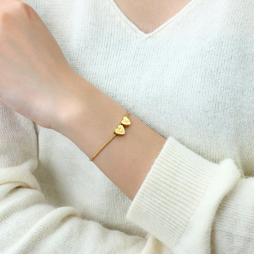 Dainty Initial Heart Bracelet - Image 3