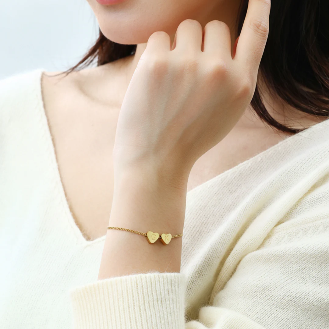 Dainty Initial Heart Bracelet - Image 4