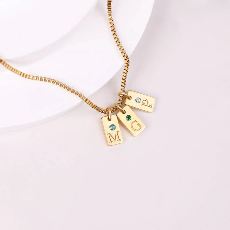Dainty Pave Tag Initial Necklace - Image 10
