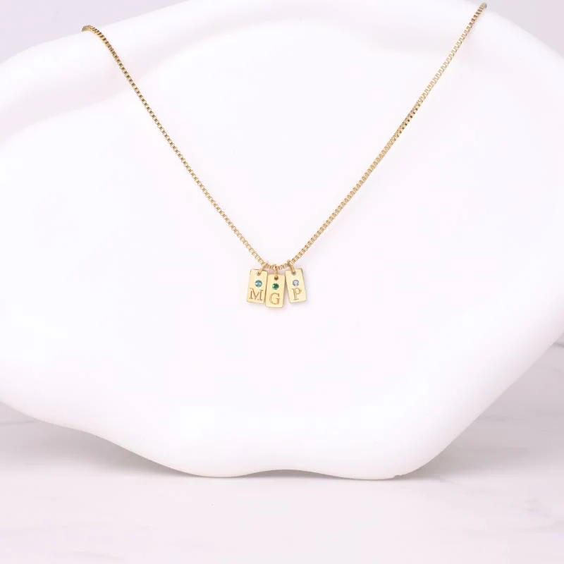 Dainty Pave Tag Initial Necklace - Image 12