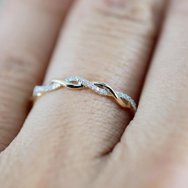Dainty Pave Twist Stacking Ring - Image 9
