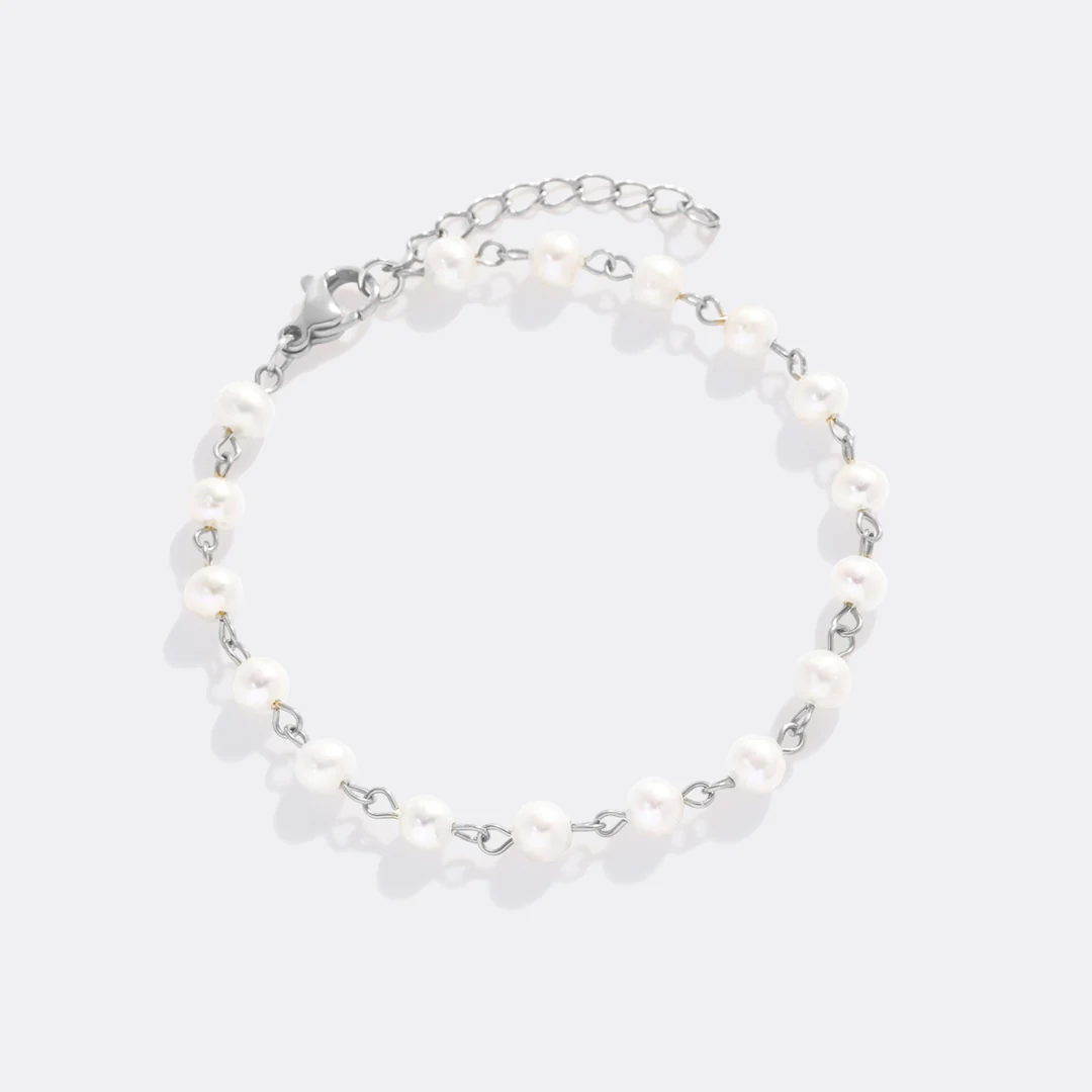 Dainty Pearl Station Bracelet - Image 5