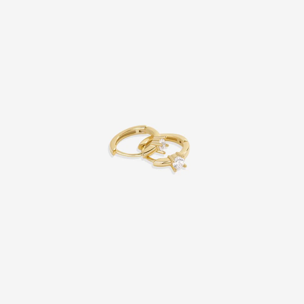 Dainty Single Stone Huggie Hoops - Image 11