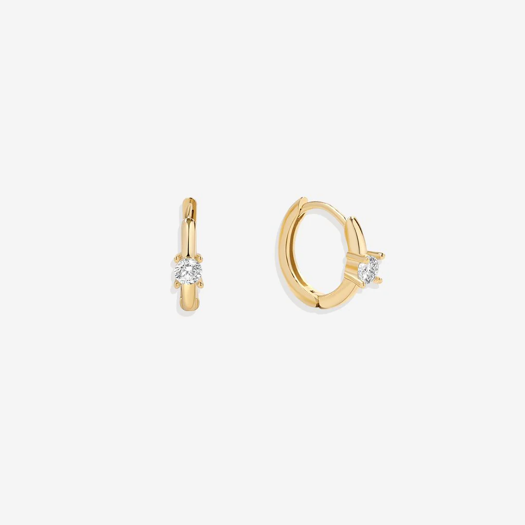 Dainty Single Stone Huggie Hoops - Image 15