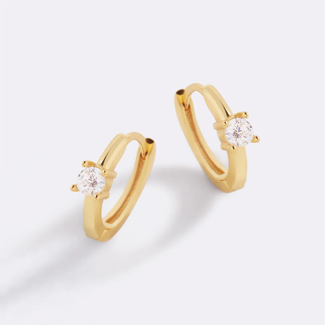 Dainty Single Stone Huggie Hoops - Image 23