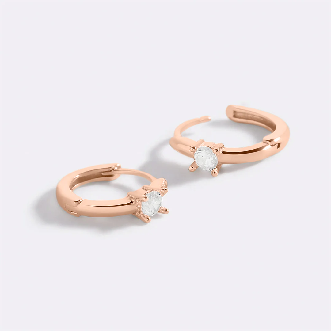 Dainty Single Stone Huggie Hoops - Image 24