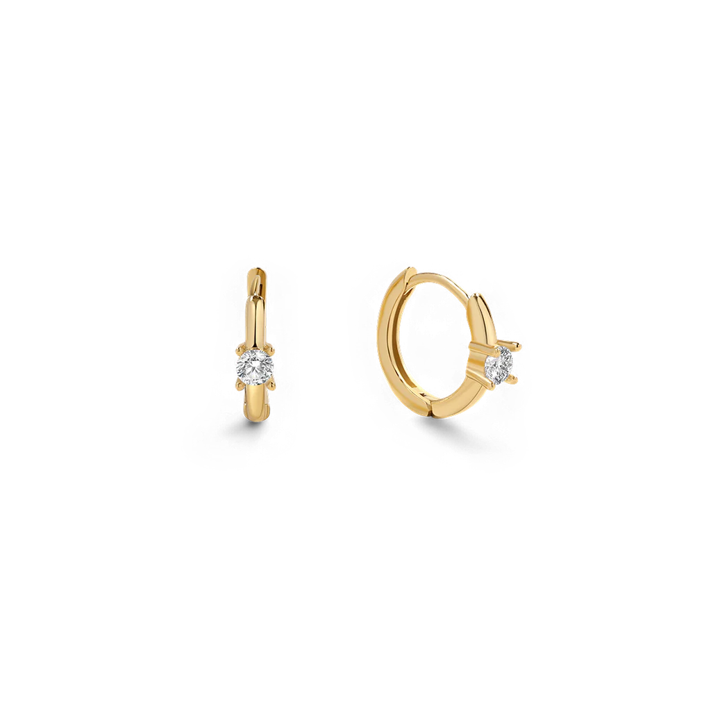 Dainty Single Stone Huggie Hoops - Image 3