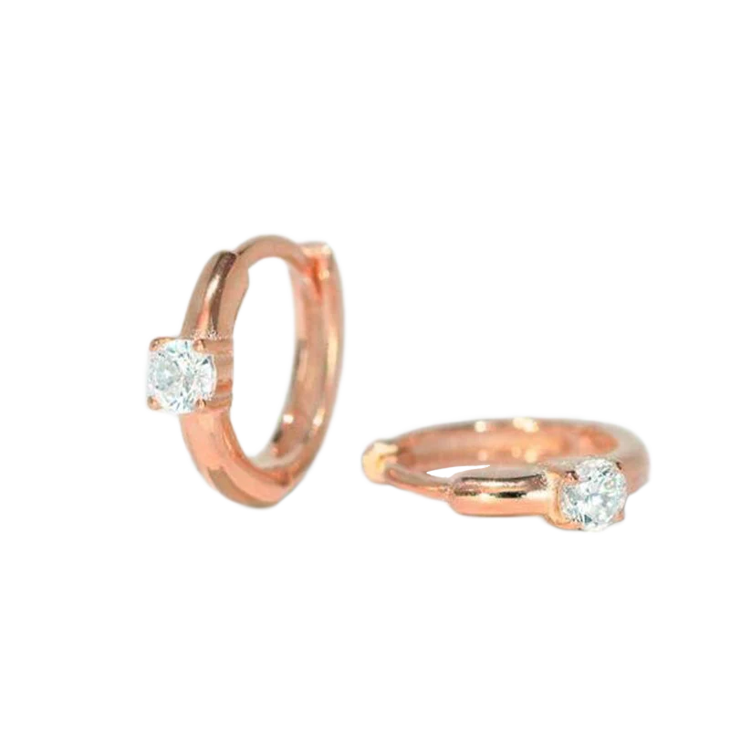 Dainty Single Stone Huggie Hoops - Image 4