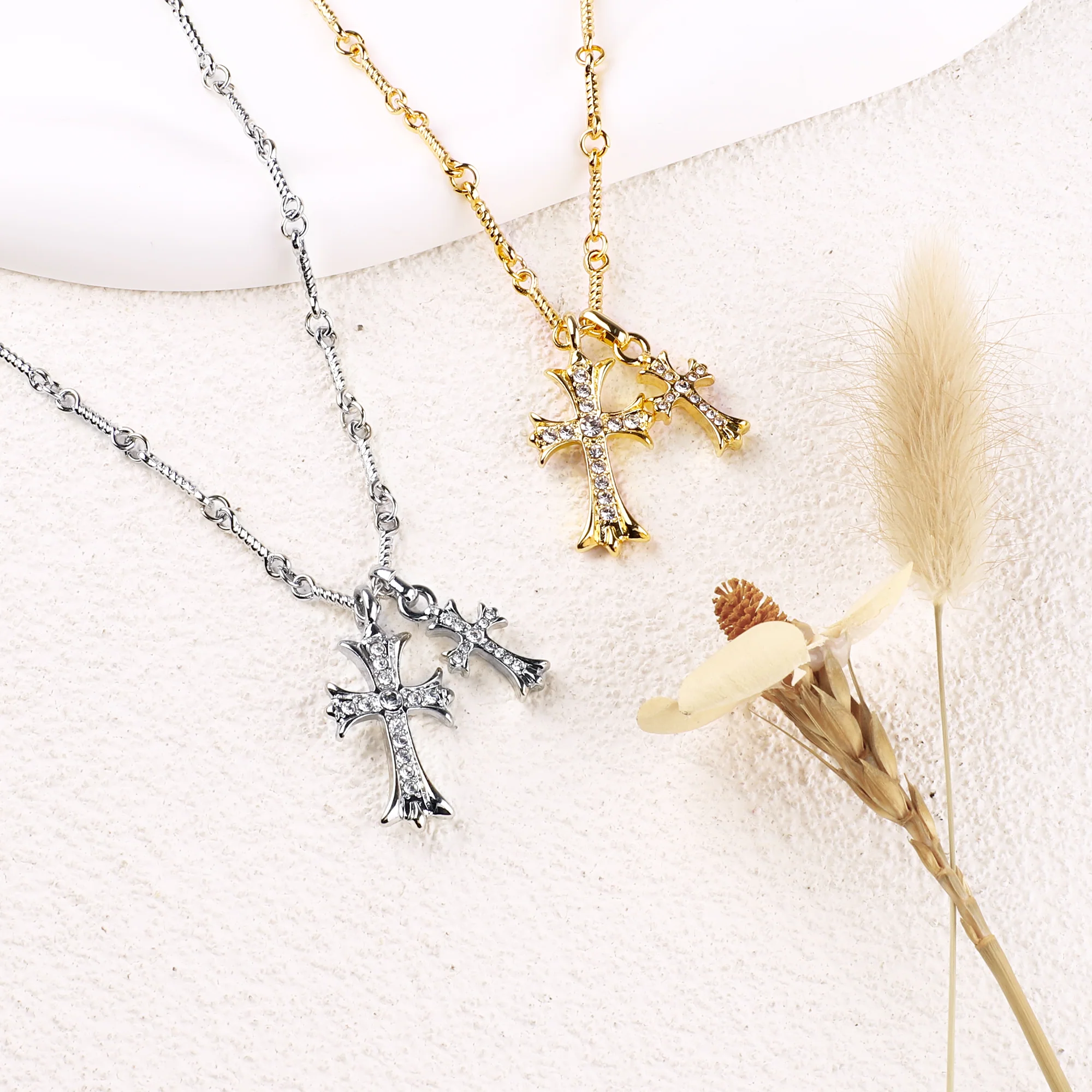 Double Cross Pendant Necklace - Image 16