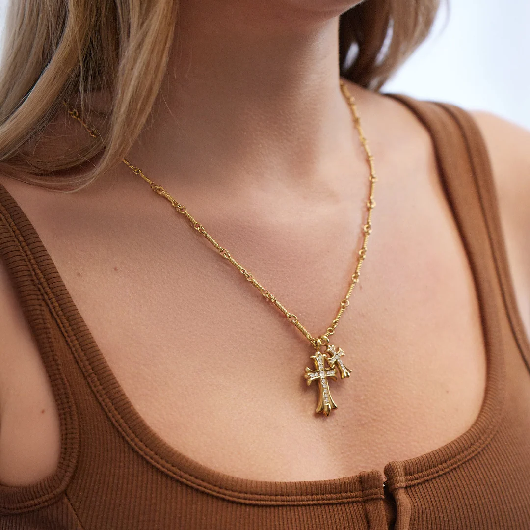 Double Cross Pendant Necklace - Image 20