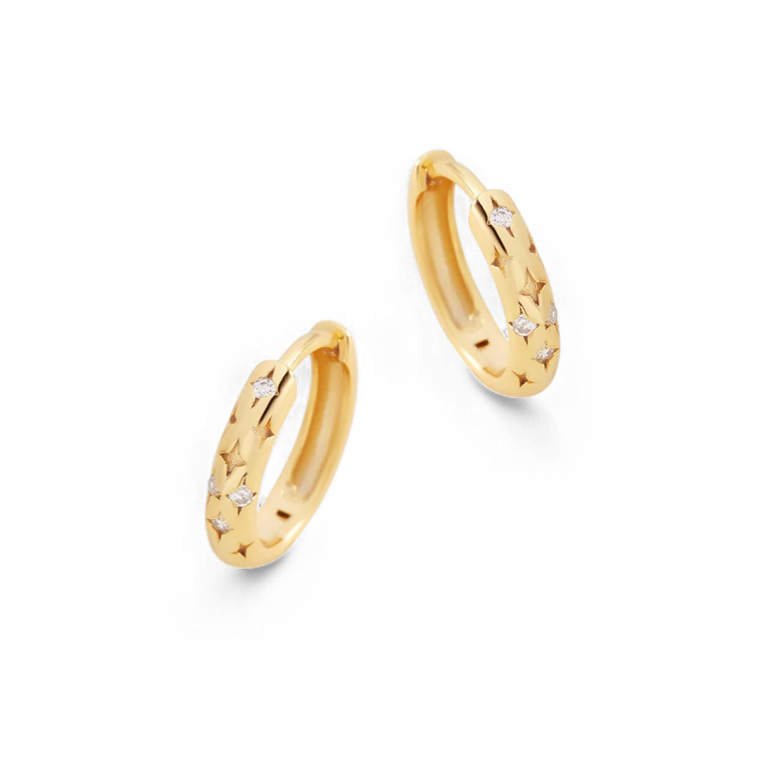Falling Stars Huggie Hoop Earrings