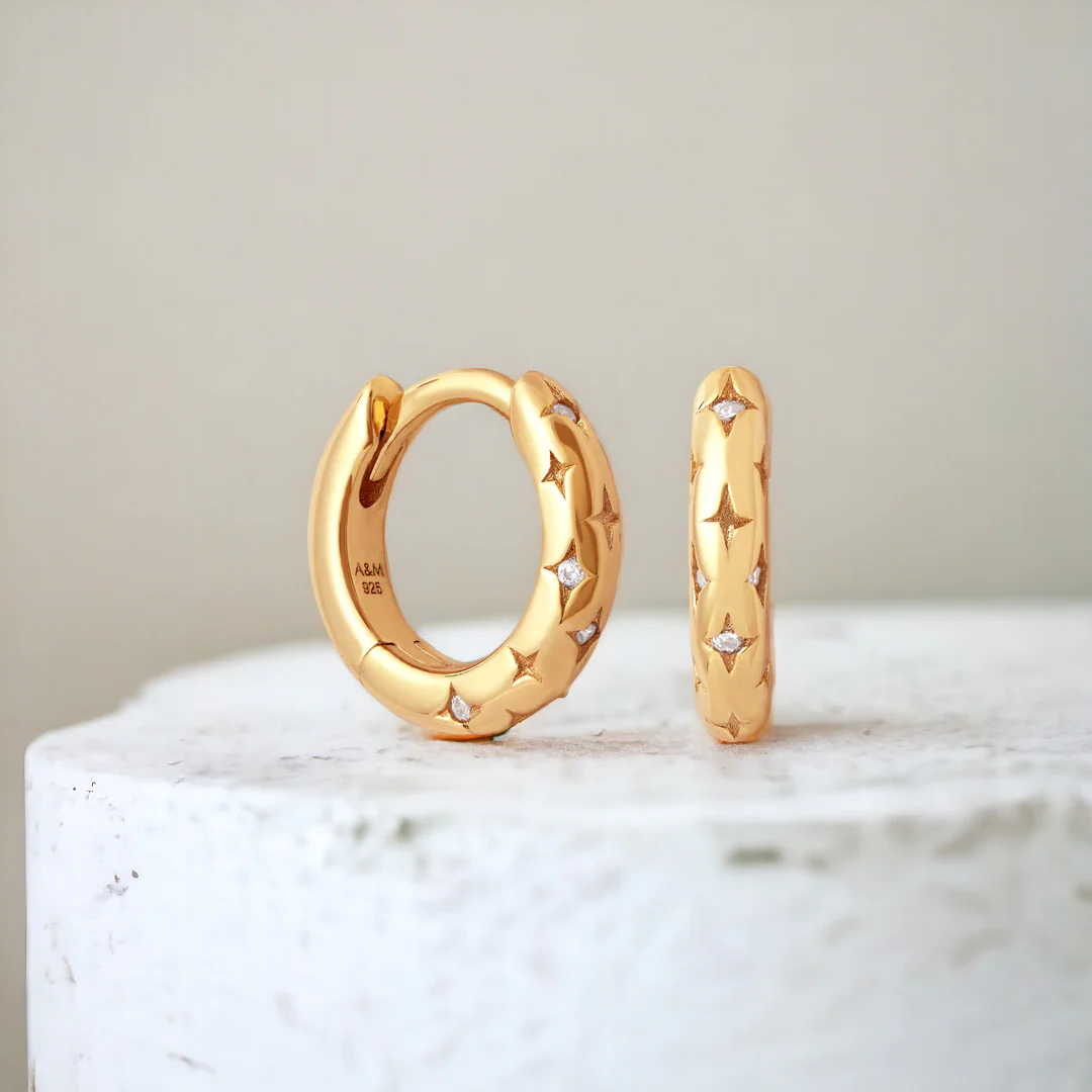 Falling Stars Huggie Hoop Earrings - Image 10