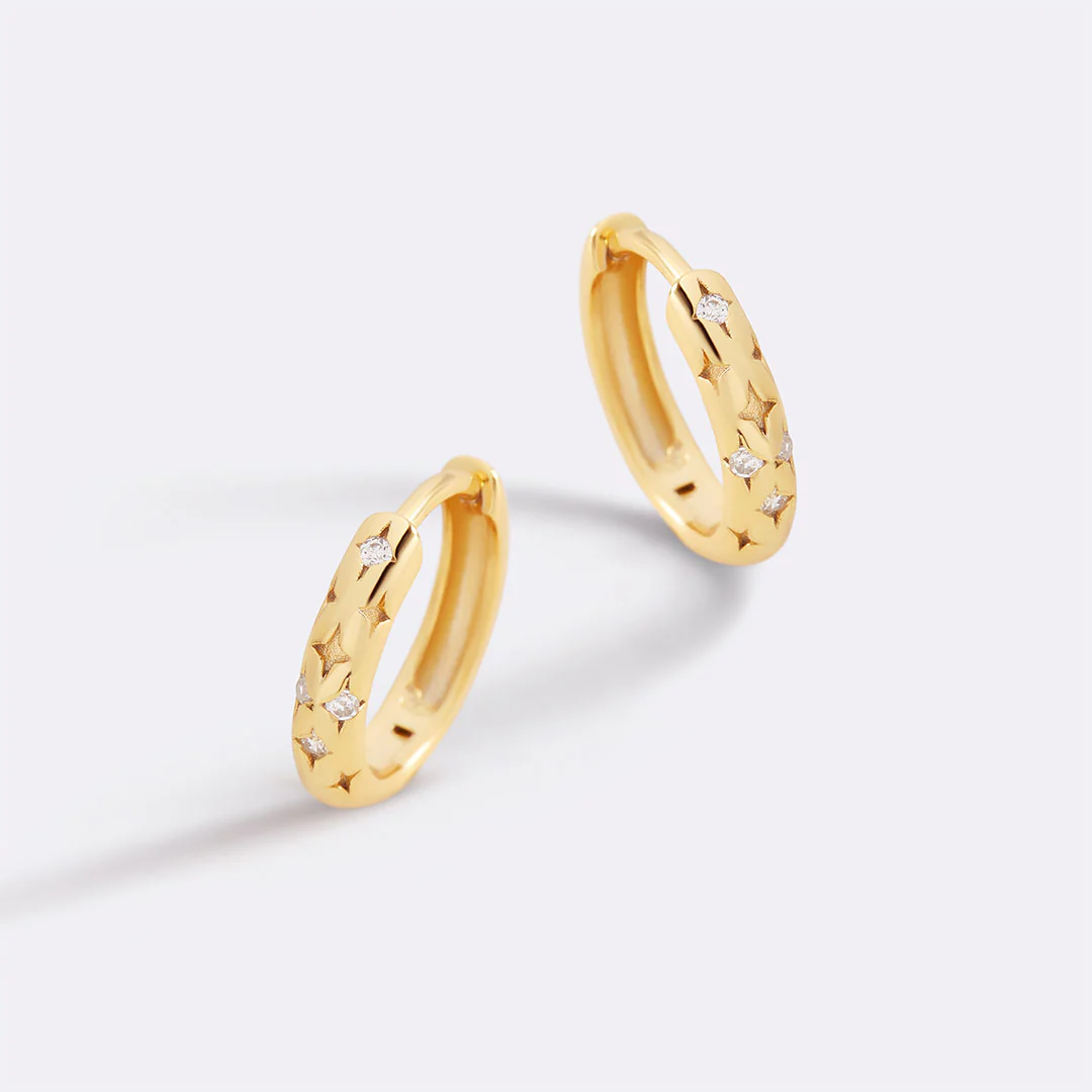 Falling Stars Huggie Hoop Earrings - Image 2
