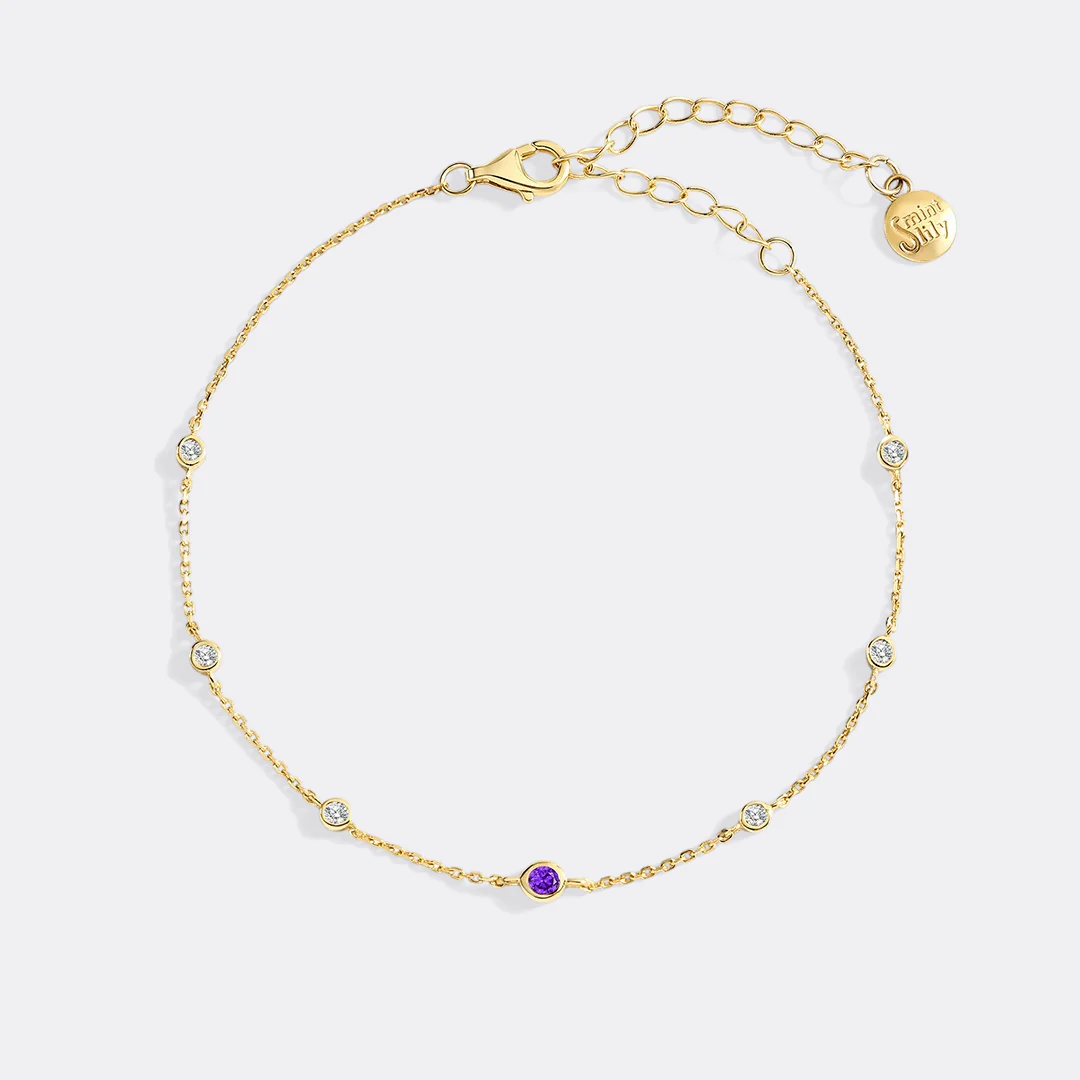 February Birthstone Station Bracelet - Image 2