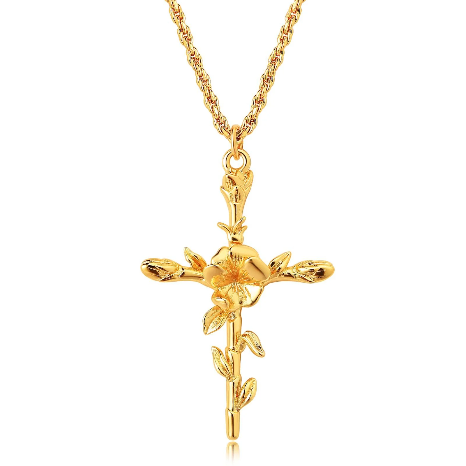 Floral Cross Pendant Necklace - Image 10